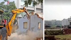 फरीदाबाद में 10 एकड़ जमीन पर बने आलीशान फार्म हाउस पर चला बुलडोजर, अंदर ही था टेनिस कोर्ट और स्वीमिंग पूल