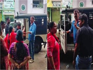 भोपाल के जोन-8 में गंदगी पर स्पॉट फाइन को लेकर एएचओ रवींद्र यादव और महिला कांग्रेस अध्यक्ष संतोष कसाना में बहस