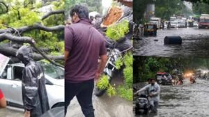 मूसलाधार बारिश से दिल्ली बेहाल: कालकाजी में पेड़ गिरने से मौत, सड़कों पर जलभराव व जाम