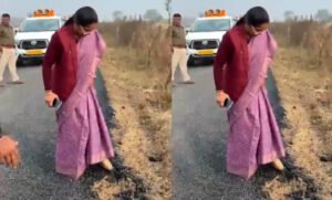 नई सड़क उखड़ी, मंत्री भड़की: PWD इंजीनियर को मंत्री प्रतिमा बागरी ने लगाई फटकार