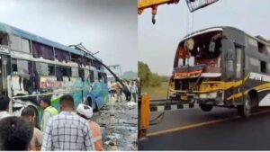 लखनऊ में दर्दनाक हादसा: पूर्वांचल एक्सप्रेस-वे पर डबल डेकर बस पलटी, 5 की मौत, 16 घायल