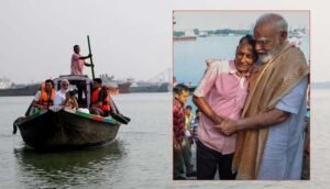 पीएम मोदी ने हुगली नदी में नाव की सवारी की, नाव चलाने वाले को गले लगाकर ₹1000 दिए; 5 दिन पहले खाया था झालमुड़ी