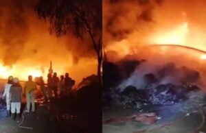 रिहायशी इलाके में प्लास्टिक फैक्ट्री में भीषण आग, इलाके में मची दहशत