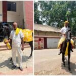 साहिबगंज में अनोखी पहल: घोड़े पर ऑफिस पहुंचे जिला परिषद उपाध्यक्ष, दिया ईंधन बचत का संदेश