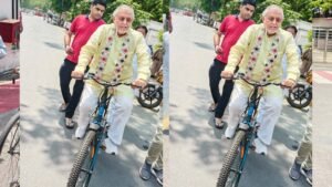 सीएम योगी की प्रेरणा से ईंधन बचत अभियान को मिली नई रफ्तार, साइकिल से विधानसभा पहुंचे वित्त मंत्री