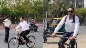 जयपुर में साइकिल से हाईकोर्ट पहुंचे जस्टिस समीर जैन, ईंधन बचत की मुहिम को मिला समर्थन