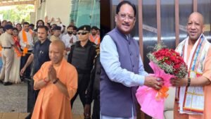बस्तर पहुंचे CM योगी, मुख्यमंत्री साय ने किया गर्मजोशी से स्वागत