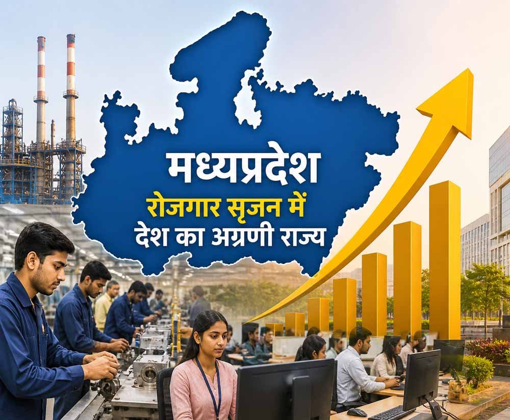 इन्वेस्ट  इंडिया के आंकड़ों में मध्यप्रदेश रोजगार सृजन में देश का अग्रणी राज्य