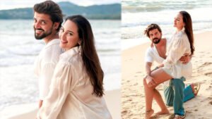 बीच पर रोमांटिक अंदाज में नजर आए सोनाक्षी सिन्हा और जहीर इकबाल, Kiss करते हुए तस्वीरें वायरल