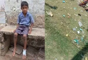 धमतरी स्कूल में शराब की टूटी बोतल से घायल हुआ छात्र, ग्रामीणों का फूटा गुस्सा, कार्रवाई की मांग