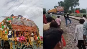 मुरैना के कैलारस स्टेशन पर हाई-वोल्टेज ड्रामा, मेमू ट्रेन के उद्घाटन में पूड़ी-सब्जी के लिए मची लूट