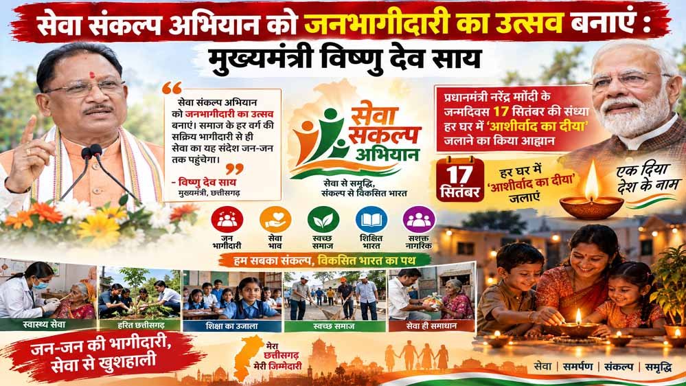 सेवा संकल्प अभियान को जनभागीदारी का उत्सव बनाएं : मुख्यमंत्री विष्णु देव साय