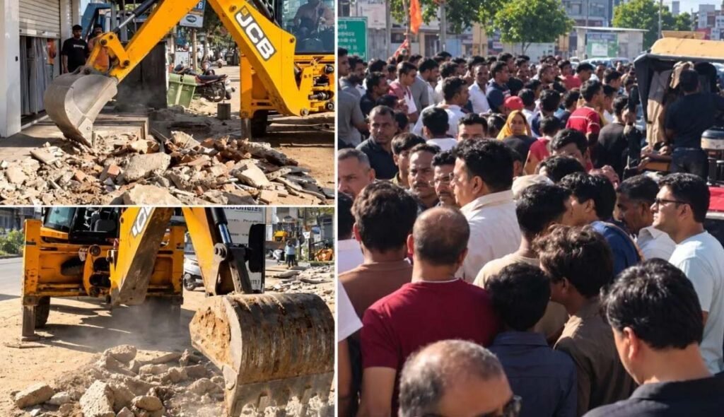 जयपुर में न्यू सांगानेर रोड पर चला JDA का बुलडोजर, 260 मकान-दुकानों से हटे अवैध निर्माण