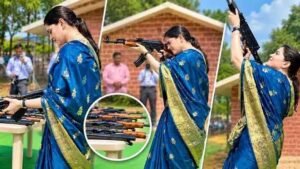 साड़ी पहनकर AK-47 से हवाई फायर करने पर IPS अंकिता शर्मा विवादों में, सरकार ले सकती है संज्ञान