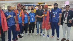 एशिया चैंपियनशिप से लौटे हरियाणा के खिलाड़ियों का भव्य स्वागत, 32 पदक जीतने पर खेल मंत्री ने दी बधाई